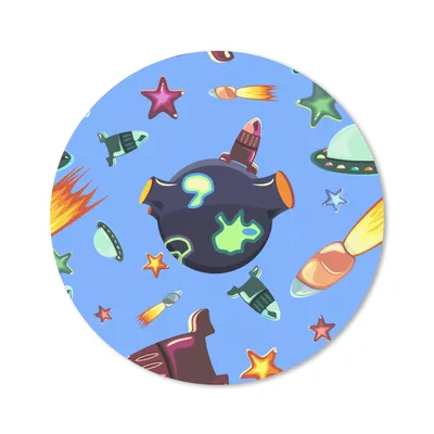Produktbild von MuchoWow® Mauspad Mousepad Weltraum - Regenbogen - Ufo - Rakete - Design 30x30 cm - Mousepads - Maus Mat - Pad - Mausunterlage - Tischunterlage - Schreibtischmatten