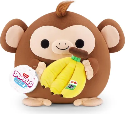 Produktbild von ZURU 77573L - Snackles Affe in Braun mit Dole-Banane, Serie 2 - Kuscheltier (35 cm)