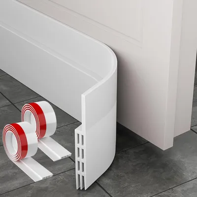 Obrázek produktu pro Těsnění dveří samolepicí - Silikonová lišta pod dveře - Bílá - 5 x 200 cm - 2 kusy