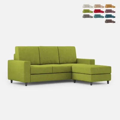 Produktbild von 3-Sitzer Sofa mit Pouf, 208 cm, Stoff, Wohnzimmer, Sakar 180P - Dunkel Grün