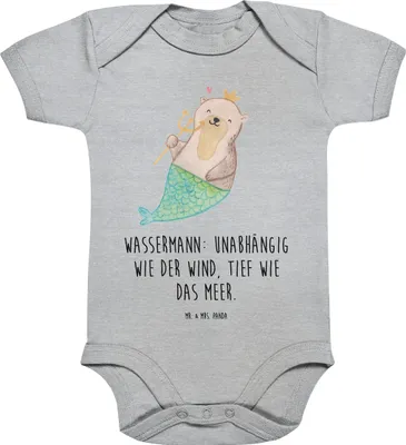 Produktbild von Mr. & Mrs. Panda overall baby Wassermann Astrologie 3. - 6. Monat - Heather Grey - Geschenk, Sternzeichen, Strampler, Tierkreiszeichen, Babystrampler, Einteiler, Babybody