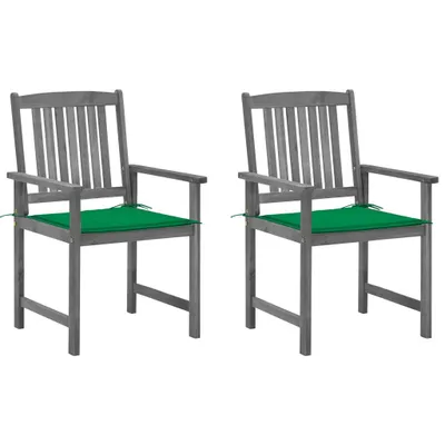 Immagine prodotto di vidaXL Sedie da giardino con cuscino 2 pz. Legno massiccio grigio di acacia