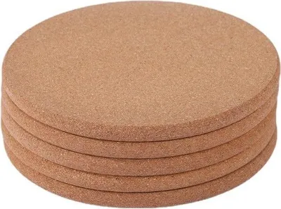 Korkuntersetzer-Set, 6 Stück, rund, 19 cm, braun