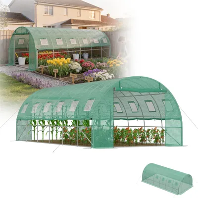 Image de Serre XINZI Serre en arc Tente de culture avec porte Tunnel en plastique en acier galvanisé Résistante à l'hiver, aux UV et à la déchirure pour le jardin, 6 × 3 × 2 m
