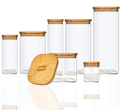 Vorratsglas 700 ml mit Bambusdeckel, luftdicht, spülmaschinengeeignet