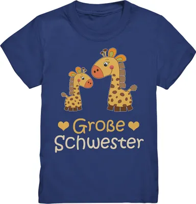 Produktbild von Große Schwester Shirt Giraffe Große Schwester Geschenk – Indigo / 98/104 (3-4)
