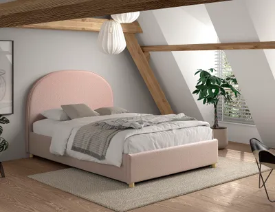 Produktbild von VIPACK - MOON Polsterbett 140x200cm mit Bettkasten, inkl Lattenrost, Bezug trendiger Boucle Stoff in Rosa