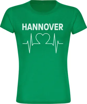Produktbild von multifanshop Damen T-Shirt - Hannover - Herzschlag, grün, Größe M