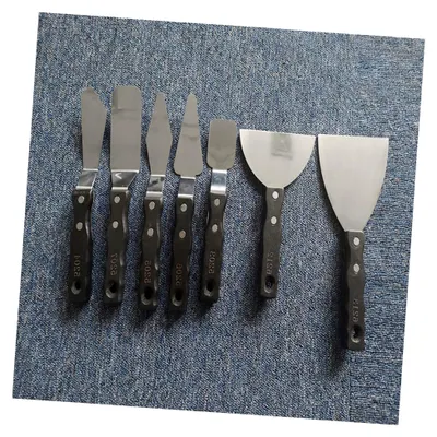 Produktbild von Edelstahl Farbspachtel mit großem schwarzem Griff für Acryl- und Ölfarben