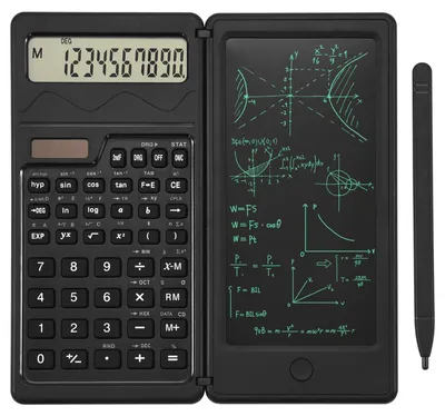 Produktbild von Verbesserter wissenschaftlicher Taschenrechner, professioneller Finanzrechner mit loeschbarem LCD-Schreibtablet, Solar- und Akku, Tischrechner mit Notizblock fuer Buero, Schule