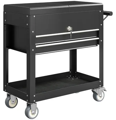 Obrázek produktu pro Nástrojová vozík s uzamykatelnými zásuvkami | Barva: Černá | Rozměry: 77,5–130 x 38 x 80 cm