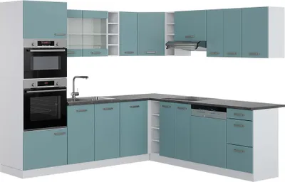 Produktbild von Eckküche Vicco R-Line Blau-Grau 247 x 60 cm , AP Anthrazit, Model 42791