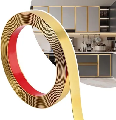Selbstklebende Zierleiste in Mattgold (2 cm x 6 m) - Flexible dekorative Leiste zum Schutz von Wänden und Möbeln, Fliesen