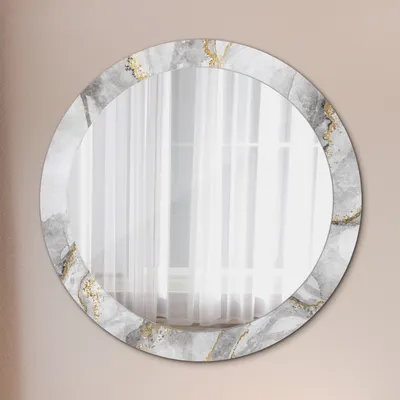 Produktbild von Spiegel - Mirror zum Wandspiegel Schlafzimmer – Schminkspiegel- weiß Marmor Gold- Ø80cm