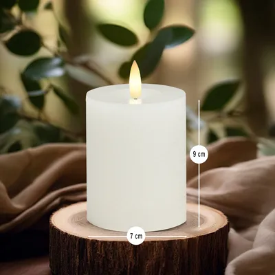 Immagine prodotto di Set di candele a LED a cera, fiamma tremolante, Ø 7x9 cm, bianco