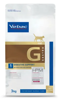 Produktbild von Virbac Cat Gastro Digestive Support 3kg Trockenfutter Veterinärmedizinisch Für Katzen mit Verdauungsstörungen