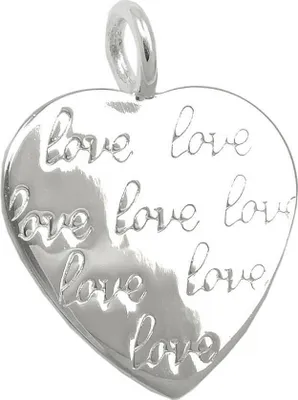 Produktbild von Anhänger Herz Prägung Gravur love 19x18mm aus 925 Silber glänzend