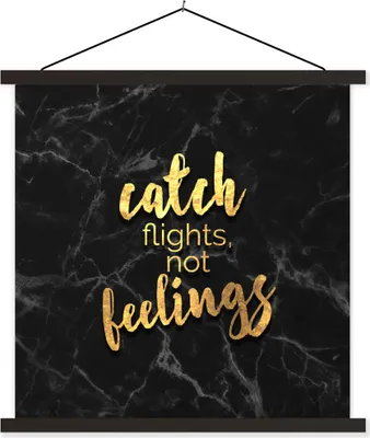 Produktbild von MuchoWow® Textilposter Zitat - Reisen - Marmor 60x60 cm mit schwarzem Rahmen - Posteraufhänger
