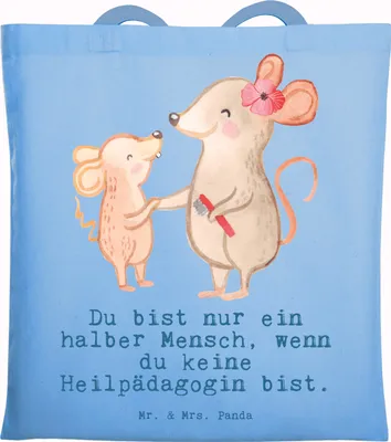 Produktbild von Mr. & Mrs. Panda Shopping Tasche Heilpädagogin Herz - Sky Blue - Geschenk, Tote Bag, Studium, Ausbildung, Büchertasche, Spruch, Heilpädagogik, Schultasche
