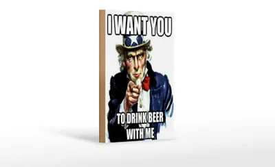 Produktbild von Holzschild Spruch 12x18cm i want you to drink beer with me