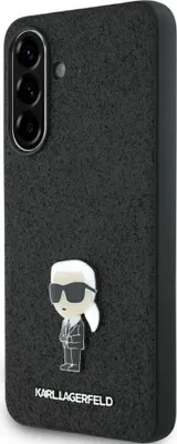 Obrázok produktu pre Puzdro KARL LAGERFELD vhodné pre SAMSUNG A56 KLHCSA56GKNPSK (Fixed Glitter W/ Ikonik Metal Pin) čierne