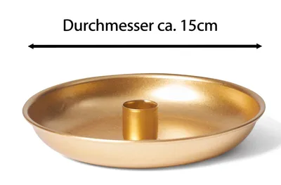 Produktbild von Novaliv Kerzenständer Stabkerzen 4er-Set GOLD 15cm Durchmesser Adventskranz Kerzenteller scandic chic candle holder Stabkerzenhalter Weihnachten Dekoschale Tischdeko modern Wohnzimmer