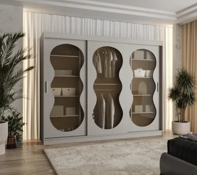 Obrázek produktu pro Prosklená šatní skříň 250 cm RUMEYA - kašmírová