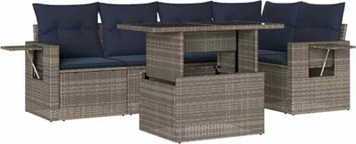 Produktbild von 6-teiliges Gartensofa-Set mit Kissen, grau, Polyrattan