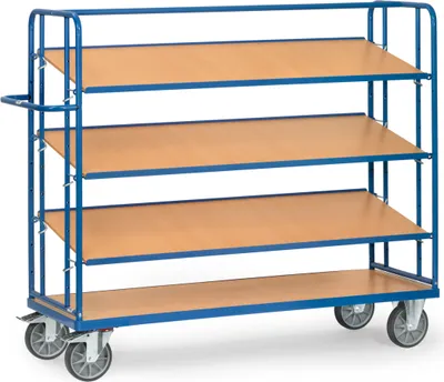 Obrázek produktu pro Policový vozík Fetra se 3 volnými dřevěnými policemi, výška 1800 mm 1250x610
