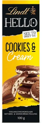 Produktbild von Lindt Hello Cookies & Cream Vollmilch Tafel 100g