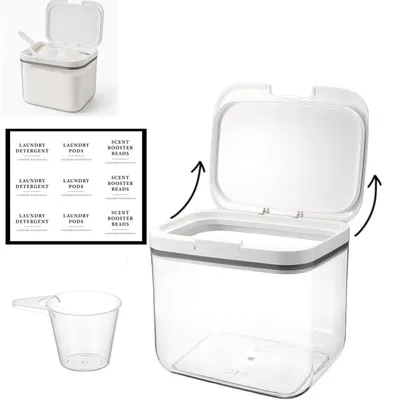 Immagine prodotto di Contenitore detersivo in polvere - 4,5 L - Trasparente - Con misurino - Chiusura a scatto