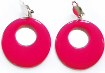 Produktbild von Ohrringe rund pink 90er Mottoparty Kostüm-Zubehör für Damen