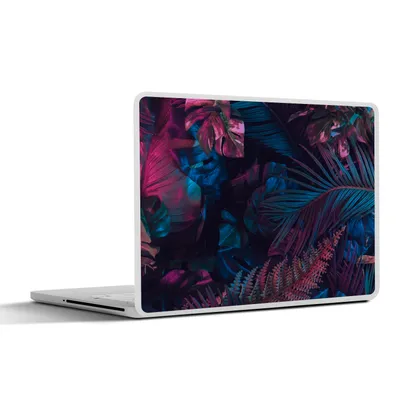 Produktbild von MuchoWow® Laptop Aufkleber Sticker Cover Dschungel - Blätter - Blau - Rosa - Mädchen - Kind 40x30 cm - Laptop Dekoration - Selbstklebend