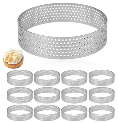 Immagine prodotto di Set di 12 stampi in acciaio inossidabile per mousse e tartellette, diametro 8 cm