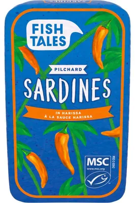 Produktbild von Fish Tales Sardinen in Harissa 120g – Würzige Sardinenfilets, Omega-3reich