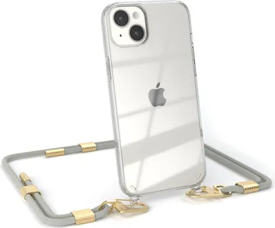 Produktbild von EAZY CASE Handykette für Apple iPhone 14 Plus, Transparente Silikonhülle mit Band, Clear Case, abnehmbar in  Beige