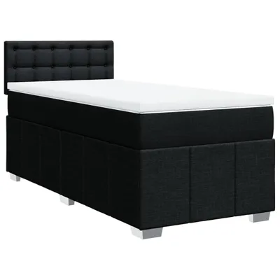 Image de vidaXL Lit boxspring avec matelas noir 90x190 cm Tissu