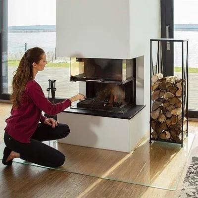 Image de Étagère à bois métallique pour l'intérieur et l'extérieur : 34 cm (P) x 34 cm (L) x 111 cm (H)