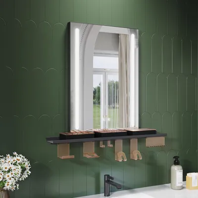 Obrázok produktu pre Kúpeľňové zrkadlo SONNI 50 x 70 cm, trojfarebné, stmievateľné, RA90, proti zahmlievaniu, s multifunkčnou poličkou