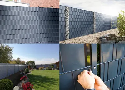 Produktbild von VINGO PVC Sichtschutzstreifen Balkonsichtschutz Doppelstabmatten Zaun Gartenzaun Sichtschutz Anthrazit PVC Sichtschutzfolie fuer Doppelstabmattenzaun