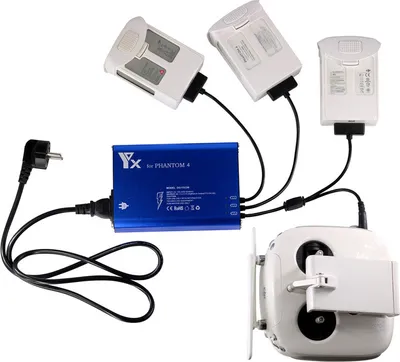 Produktbild von 4-in-1-Schnellladegerät mit mehreren Batterien und Masse für DJI Phantom 4/4 Advanced / 4 Pro V2.0 / 4 Pro Plus Obsidian-Drohne und Fernbedienung