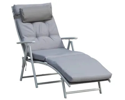Produktbild von Sonnenliege klappbar Strandliege mit Kopfkissen, Sitzkissen Liegestuhl mit 7-Fach verstellbare Rückenlehne Gartenliege Relaxliege, für Garten Urlaub O