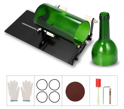 Produktbild von DIY-Glasflaschenschneider, verstellbare Größen, Metall-Glasflaschenschneidemaschine zum Basteln von Weinflaschen und Haushaltsdekorationen, Schneidewerkzeug