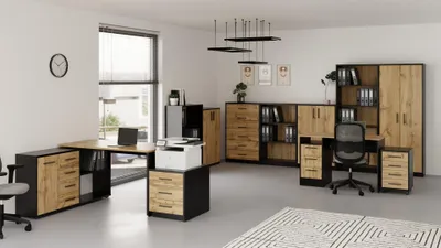 Obrázek produktu pro Kancelářská sestava NEJBY GIANNI 7, černá/dub wotan