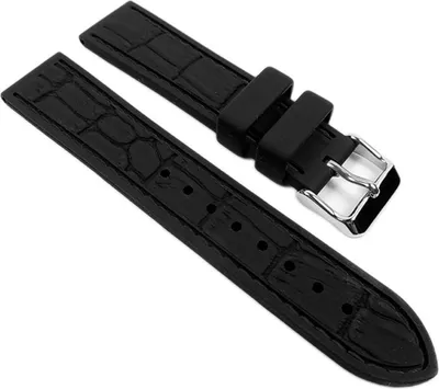 Produktbild von Eulit Silichron | Uhrenarmband | Silikon, schwarz/schwarze Naht 21902, Anstoß:22 mm