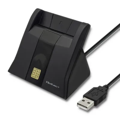 Image de Qoltec 50643 Lecteur de cartes d'identité à puce|USB 2.0| Plug & Play