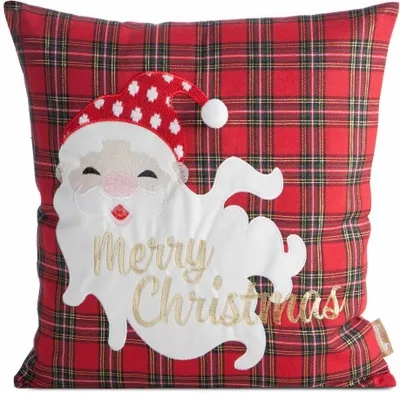 Produktbild von EUROFIRANY | Kissenbezug - Weihnachtskissenbezug - 45 x 45 cm - Rot Weiß - Kariert - Kissenhülle - Weihnachtsmann - X-mas
