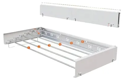 Obrázok produktu pre Sušiak na bielizeň, montáž na stenu, skladací, 100 cm – 6 tyčí
