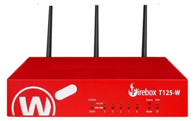 Productafbeelding van WatchGuard Firebox T125-W, 0,51 Gbit/s, 3,06 Gbit/s, 0,96 Gbit/s, 380 Mbit/s, 1,3 Gbit/s, 725 Mbit/s
