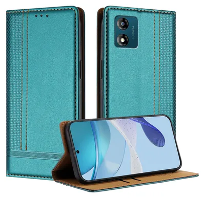 Produktbild von Handyhülle für Motorola Moto E13 Leder Flip Klappbare Schutzhülle mit Standfunktion Grün